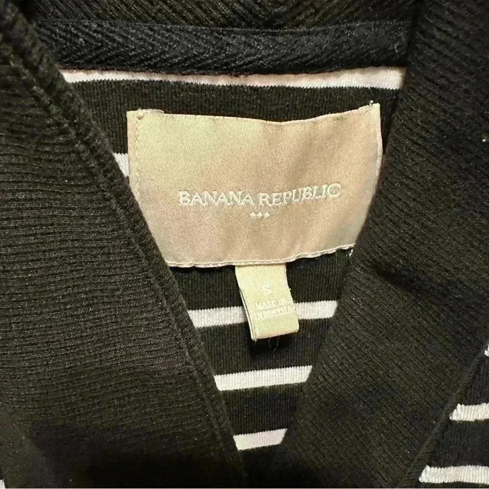 Banana Republic Black White Striped Shirt Women S - Picture 8 of 9